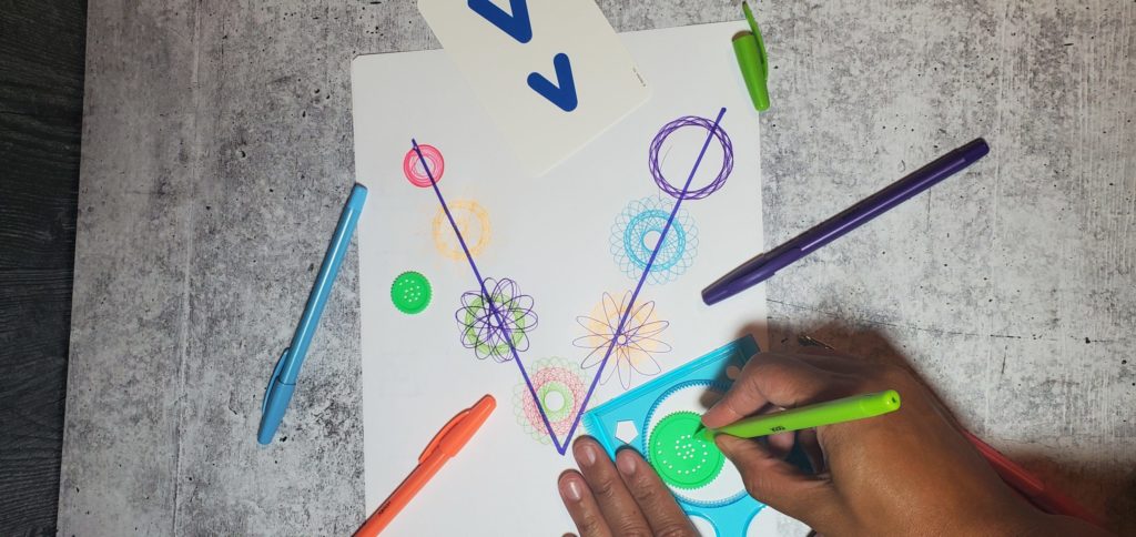 Spirograph can be used for fine motor and bilateral coordination.