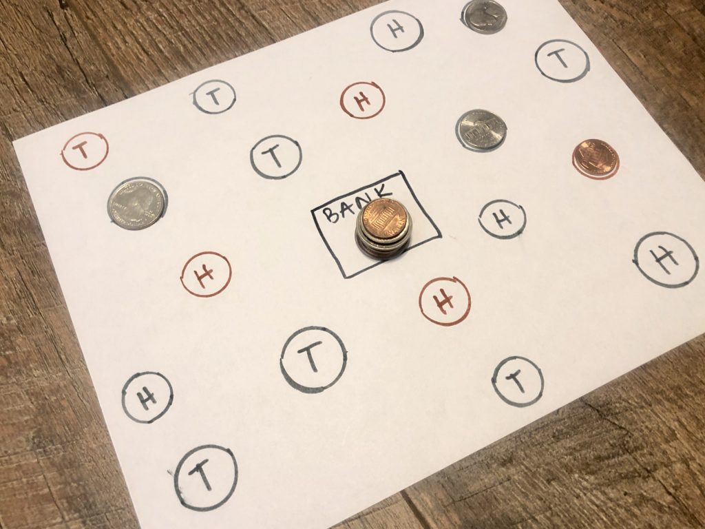 WooTherapy created a coin game called "The Bank" to promotor fine motor and visual perceptual skills.